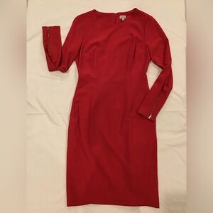 Cremieux Elegant Long Sleeve Dress in red